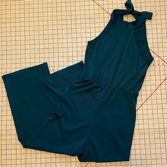 Halter top jumpsuit, hunter green, size S - Picture 3 of 5